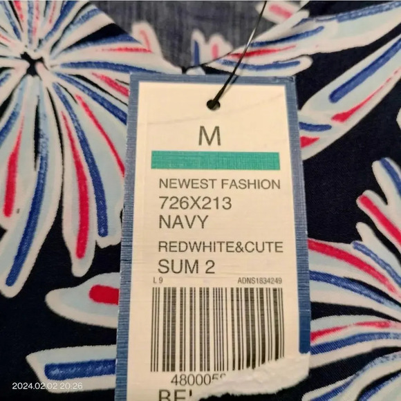 NWT Crown & Ivy Redwhite&cute double spaghetti strap patriotic Top Blouse SZ Med - Picture 6 of 8